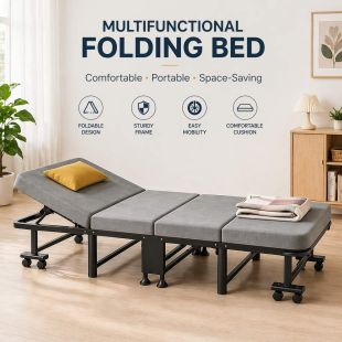 سرير قابل للطي متعدد الاستخدامات بعجلات