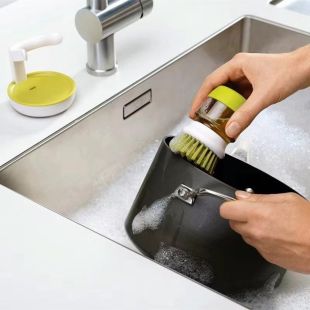 2-in-1 Cleaning Brush with Built-In Soap Dispenser and Stand