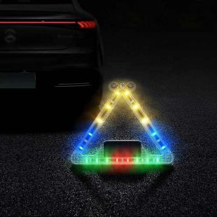 مثلث تحذير طوارئ للسيارة قابل للطي شحن بالطاقة الشمسية و USB