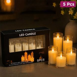 5-Piece LED Flameless Candle Set with Glass Holders