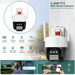 4+4MP PTZ WiFi Smart Security Camera