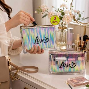 Waterproof Clear Cosmetic Pouch Set for Makeup and Travel 2Pcs