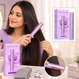 Mobile Rechargeable Heat Comb with Storage Pouch