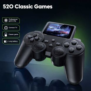 Wireless Game Controller with Built-in Display and 520 Classic Games
