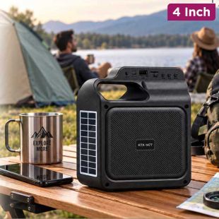 4-Inch Portable Bluetooth Speaker with FM Radio and LED Flashlight