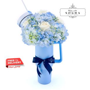 Sogha Luxury Blue Tumbler with Mix Roses