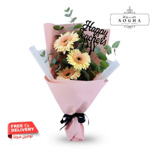 Sogha Elegant Gerbera Bouquet with Teacher’s Day Topper