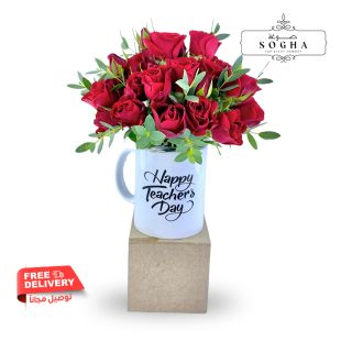 Sogha Teacher's day Mug with Red Baby Roses