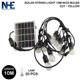 NHE Solar String Light 10m with 20 Bulbs E27 - Yellow