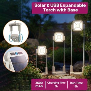 Solar & USB Expandable Torch with Base