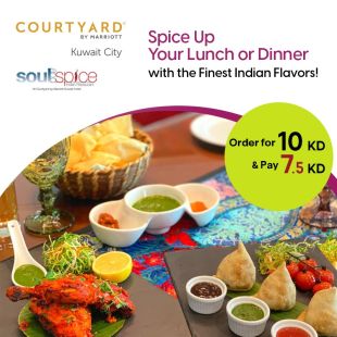 Enjoy Lunch or Dinner menu from Soul & Spice Indian Restaurant – Courtyard by Marriott Hotel