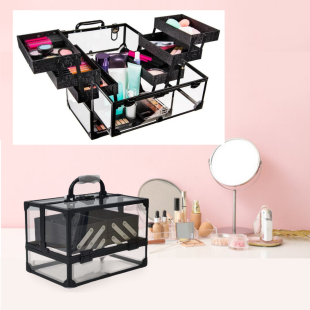 Elegant Beauty Case Organizer with Expandable Shelves