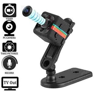 كاميرا محمولة صغيرة عالية الدقة مع رؤية ليلية ومستشعر حركة تلقائية - أسود