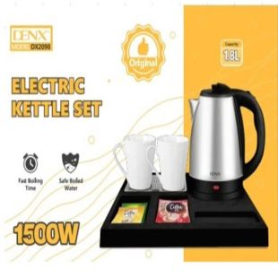 طقم غلاية كهربائية 1500 واط مع صينية مقسمة و 2 كوب