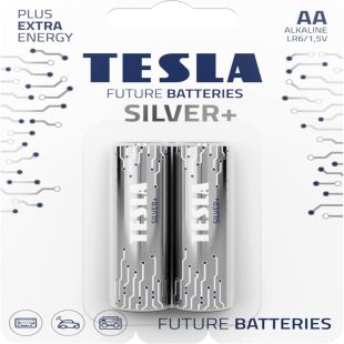 عبوة من 2 بطاريات Silver+ القلوية حجم AA من Tesla