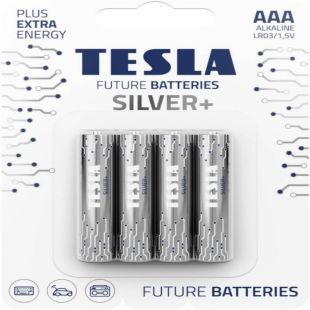 عبوة من 4 بطاريات Silver+ القلوية حجم AAA من Tesla