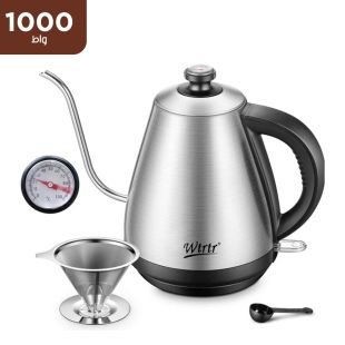 غلاية كهربائية ستانلس ستيل 1000 واط سعة 1 لتر مع مصفاة قهوة بالتنقيط