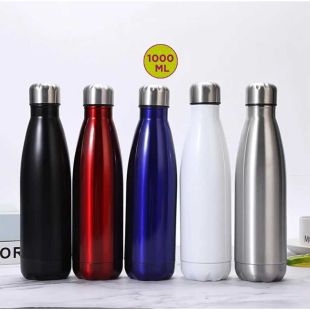 Stainless Steel 1000ml Sports Water Bottle - Assorted Color