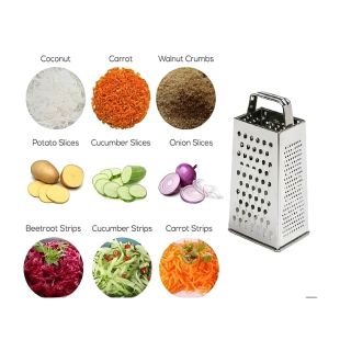 Stainless Steel 4-Sided Grater with Handle 8 x 8 x 18cm