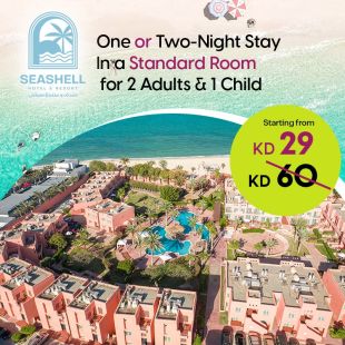 Enjoy One or Two Night Stay in a Standard Room for 2 persons & 1 Kid at Seashell Julaia Hotel & Resort
