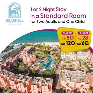 Enjoy One or Two Night Stay in a Standard Room for 2 persons & 1 Kid at Seashell Julaia Hotel & Resort