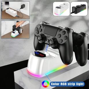 محطة شحن لوحدة تحكم PS4 مع إضاءة RGB