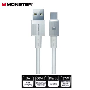 كيبل شحن سريع Type-A إلى Type-C بقوة 27 واط من Monster