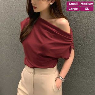 Summer Korean Style Plain Short Sleeve Blouse For Women
