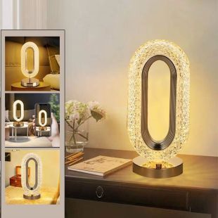 مصباح طاولة، كريستال بيضاوي، 3 أوضاع للسطوع لديكورغرفة المعيشة والمنزل