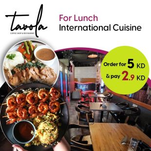 Enjoy Lunch Menu including Beverages from Tavola Coffe & Restaurant
