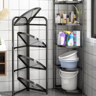 أساسيات توصيل - منظم زاوية بـ 4 أرفف أو 5 أرفف - أسود