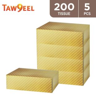 taw9eel_essentials_facial_tissues_gold_200_x_2_ply_-_5_pieces