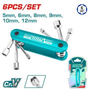 طقم مفاتيح صواميل قابل للطي عدد 6 قطع من Total