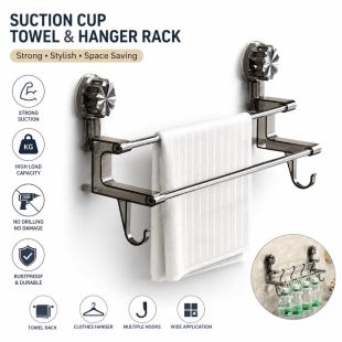 Suction Cup Double Towel Hanger Rack