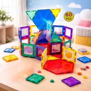 PicassoTiles 60 Pcs Magnetic Building Tiles Set