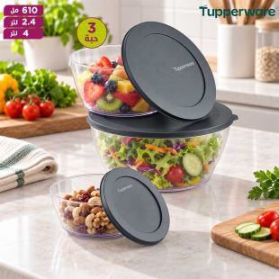 طقم أوعية حفظ طعام شفافة 3 حبة مع أغطية من Tupperware