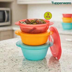 Tupperware CrystalWave Geni Microwave Container Set 3-Piece