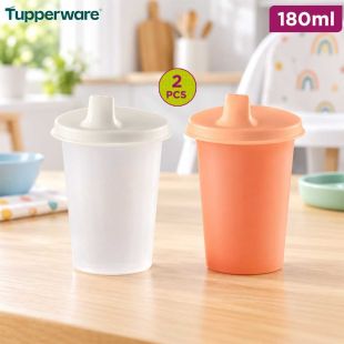 Kids Spill-Resistant Cups with Lids 180ml 2 Pieces by Tupperware