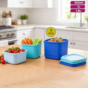 Food Storage Container Set 3 Pieces 650ml, 1L and 1.8L by Tupperware