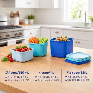 طقم علب حفظ طعام 3 حبة 650 مل و1 لتر و1.8 لتر من Tupperware