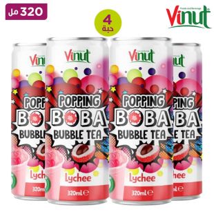 مشروب شاى Popping Boba Bubble بنكهة الليتشي 4 × 320 مل من Vinut