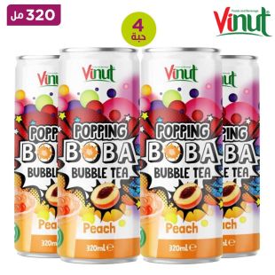 مشروب شاى Popping Boba Bubble بنكهة الخوخ 4 × 320 مل من Vinut