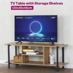 TV Table with Storage Shelves 120 x 35 x 45 cm