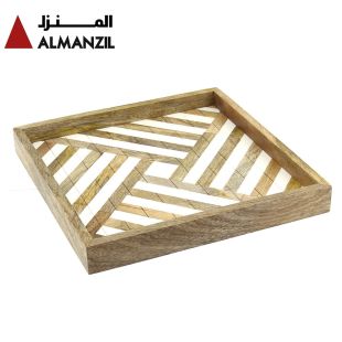 Al-Manzil Mango Wood & Resin Tray - Square