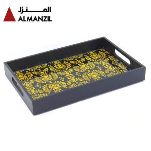 Al-Manzil Printed Enamel Tray - Black