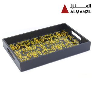 صينية تقديم خشبية - أسود من المنزل