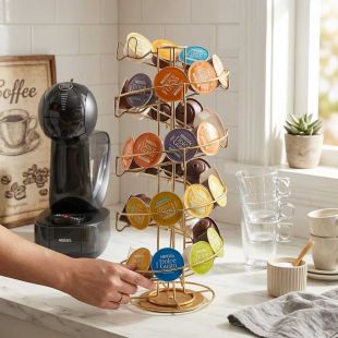 Golden Rotating Spiral Coffee Holder For 36 Dolce Gutso Pods