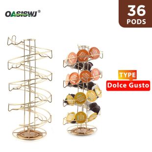 Golden Rotating Spiral Coffee Holder For 36 Dolce Gutso Pods