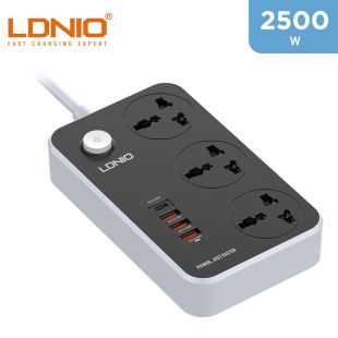 وصلة اشتراك كهربائي 3 مخارج مع 3 منافذ USB طول 2 متر من LDNIO