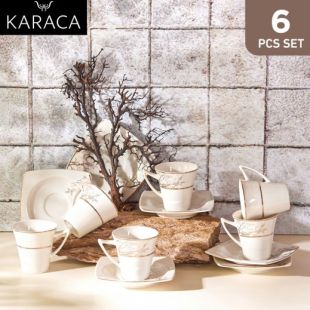 6Pcs Autumn Porcelain Coffee Cups 85ml Set by Karaca